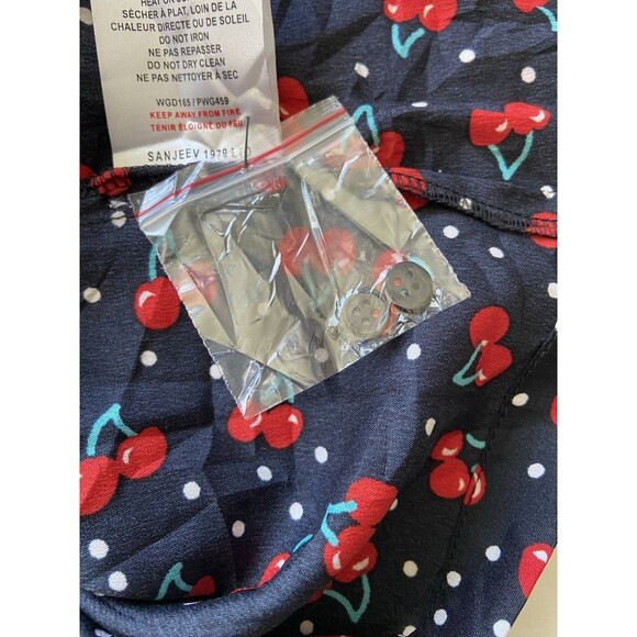 Womens Cherry Print Babydoll Mini Dress Size M Y2K Retro Kawaii Indie Sleaze 90s - Picture 11 of 12